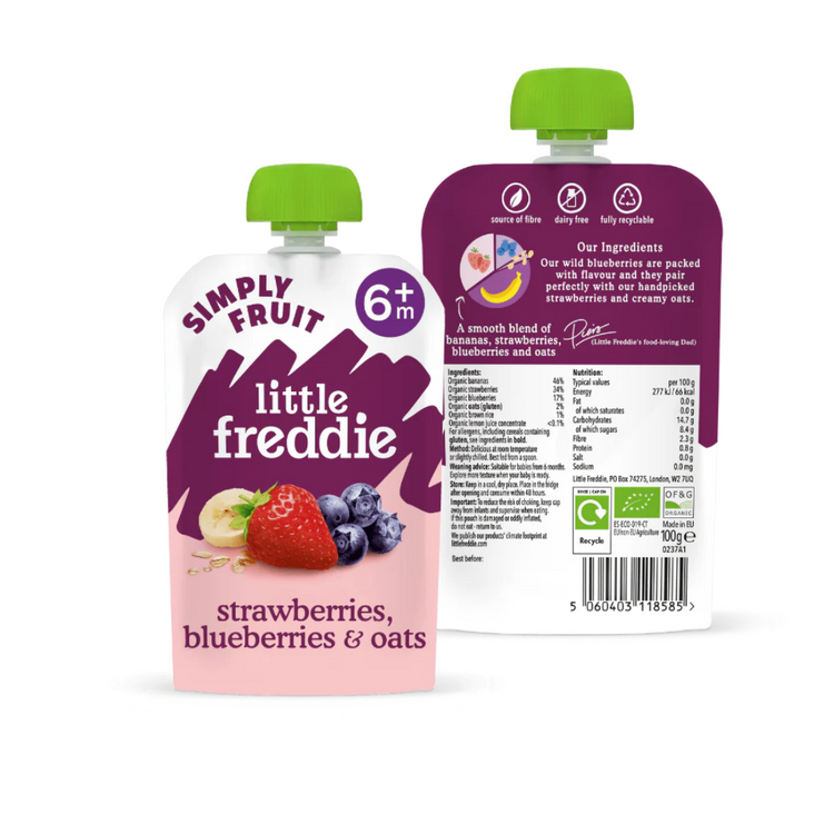 Little Freddie Organic Fruits Pouches (6m+) (90g-100g) - Puree