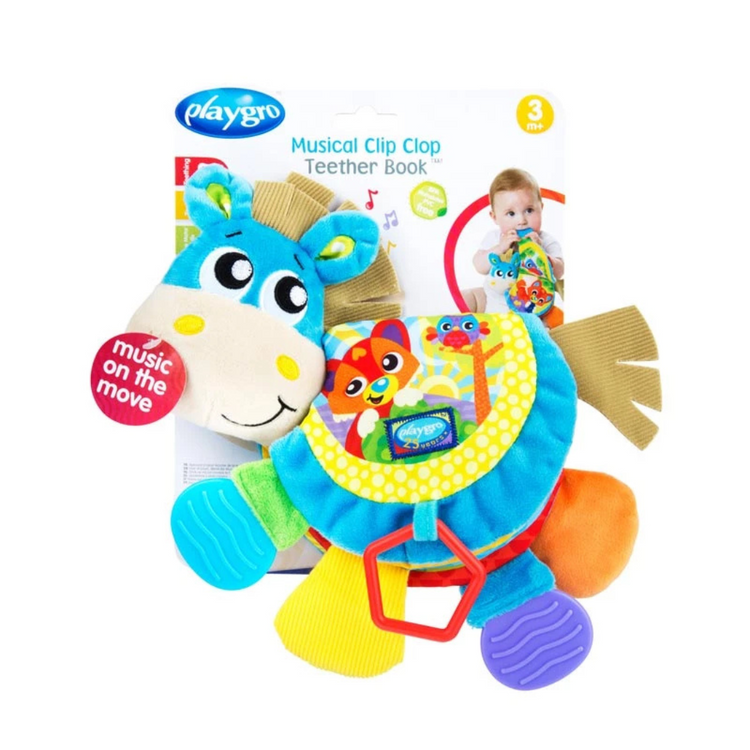 Playgro Musical Clip Clop Teether Book (3m+)