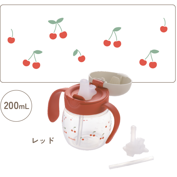 Richell Training L.I Spout-Straw Master Set 200ml - Red (5m+)