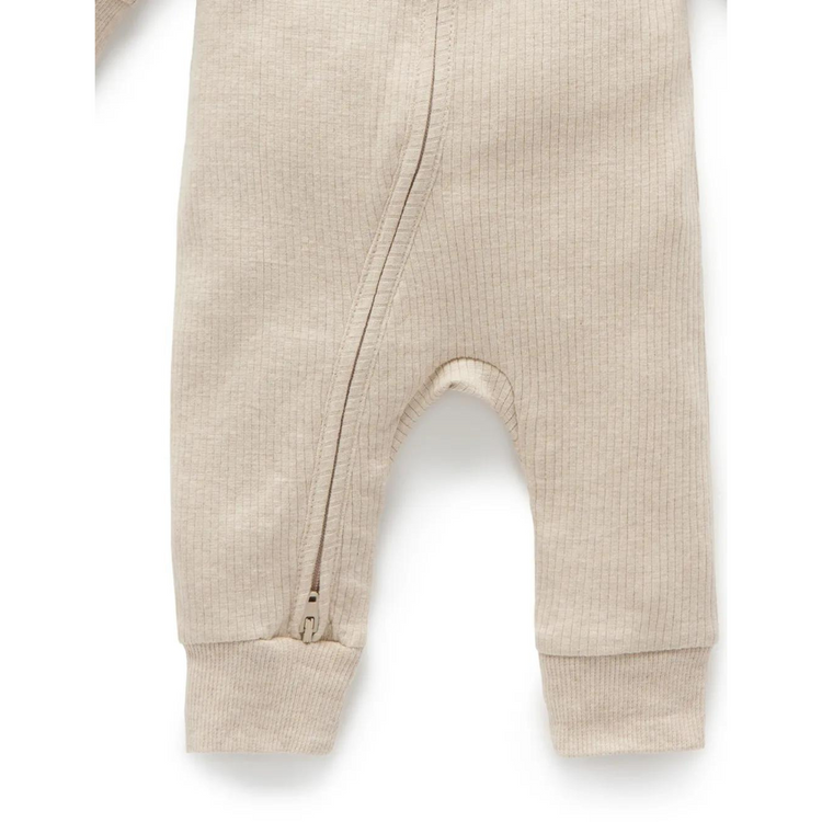 Purebaby Organic Zip Growsuit - Biscuit Melange