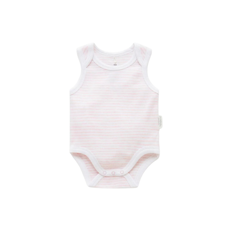 Purebaby Organic Singlet Bodysuit Unisex - Pale Pink Melange