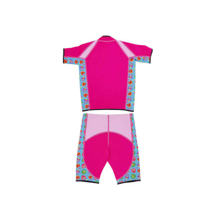 Cheekaaboo Twinwets Toddler Thermal Swimsuit UPF50+ Pink Monster