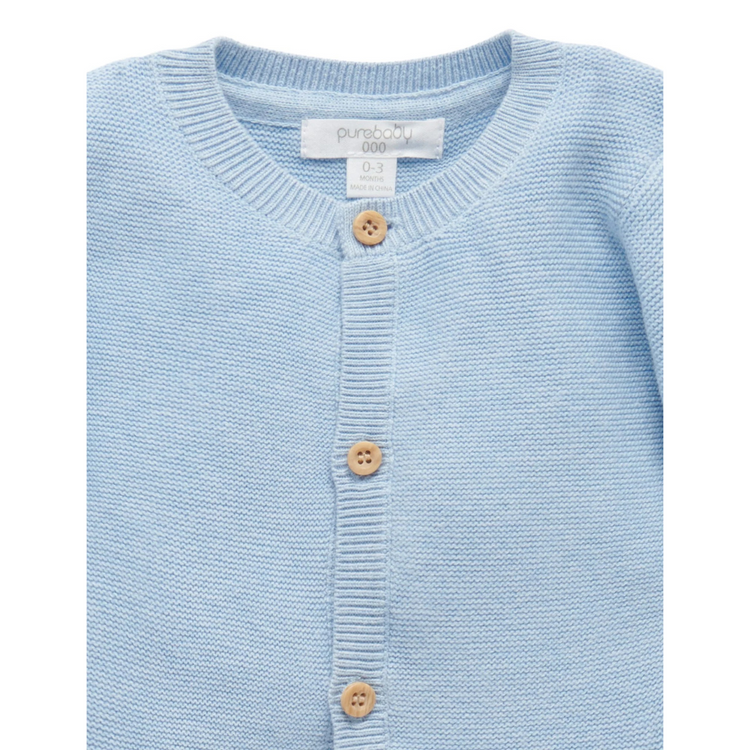 Purebaby Organic Textured Cardigan - Blue Melange