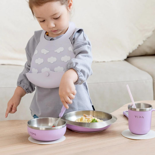 Viida Soufflé Antibacterial Stainless Steel Tableware Set with Suction Pad (EU)