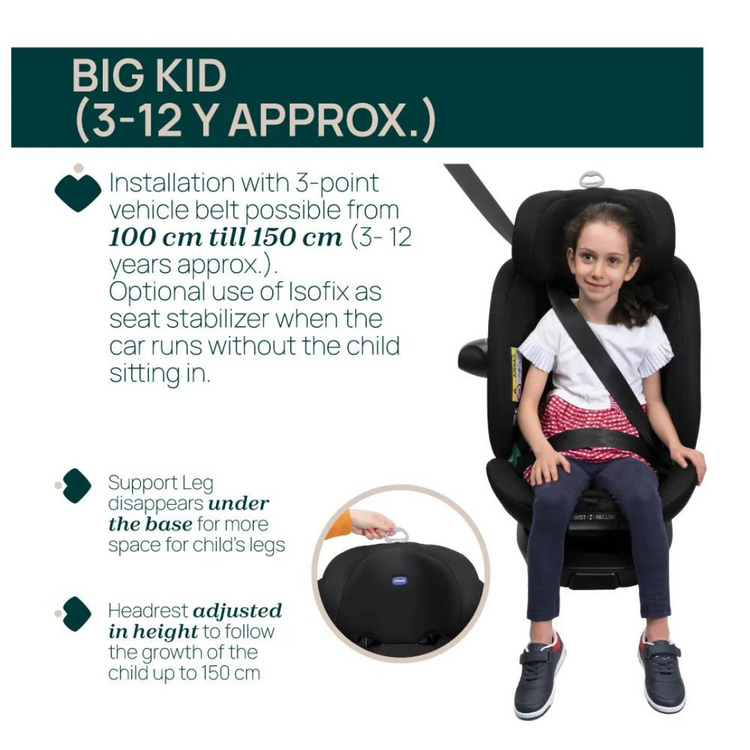 Chicco Everone I-Size Baby Car Seat (Birth to 12yrs)