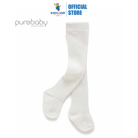 Purebaby Organic Rib Tights Vanilla Print
