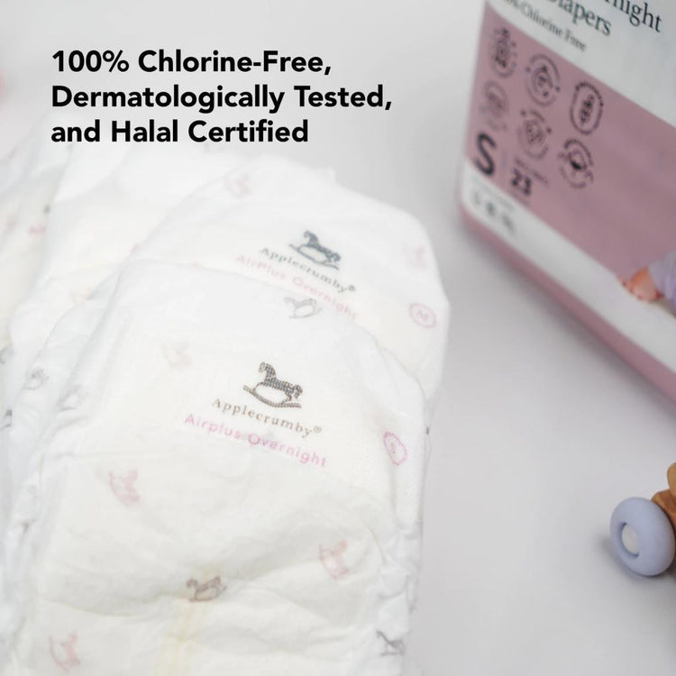 [NEW FORMULATION] Applecrumby AirPlus Overnight Tape Diapers - NB20 / S56 / M52 / L48 / XL42