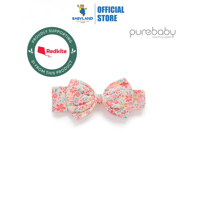 Purebaby Organic Festive Bow Headband - Summer Floral Print