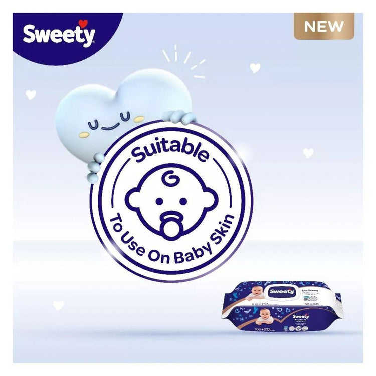 Huggies Sweety Easy Cleaning Baby Wipes 120S –3D texture for effective cleaning in one wipe