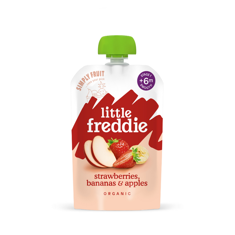 Little Freddie Pouches- Fragrant Strawberries, Bananas & Apples (100g) - 6m+