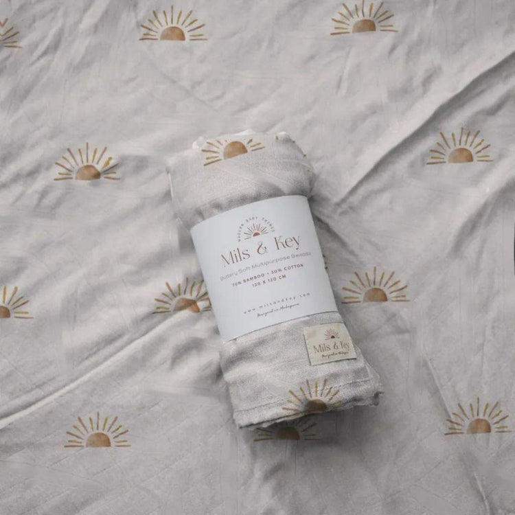Mils and Key Swaddle - Bamboo + Cotton Swaddle (120cm x 120 cm)
