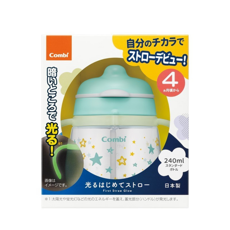 Combi Baby Lakumug First Straw Glow 240ml - Green (4m+)