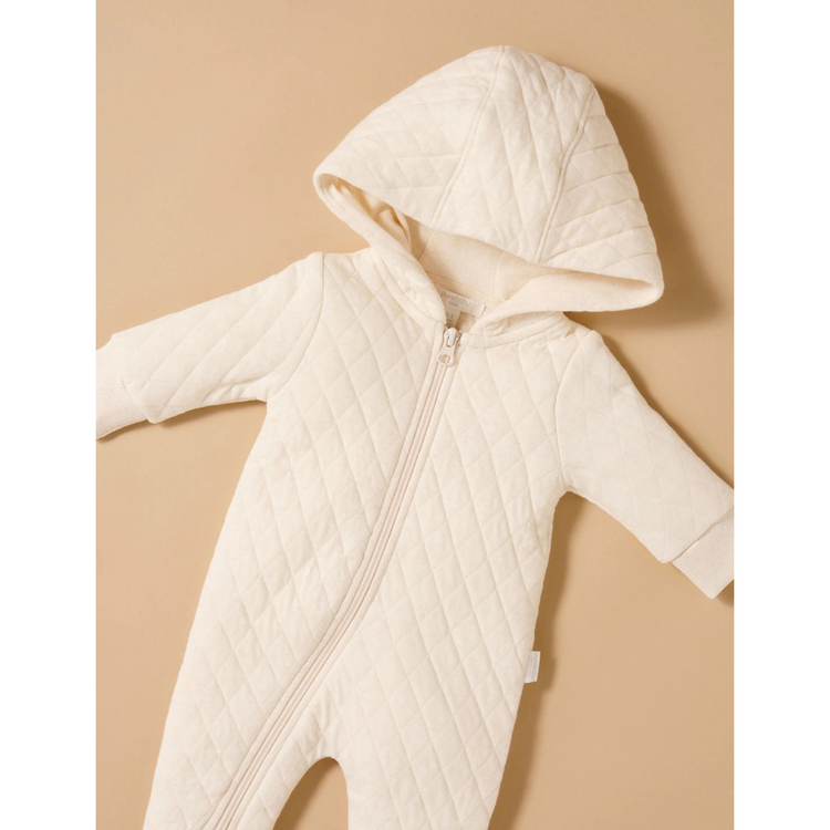Purebaby Organic Quilted Growsuit - Wheat Melange