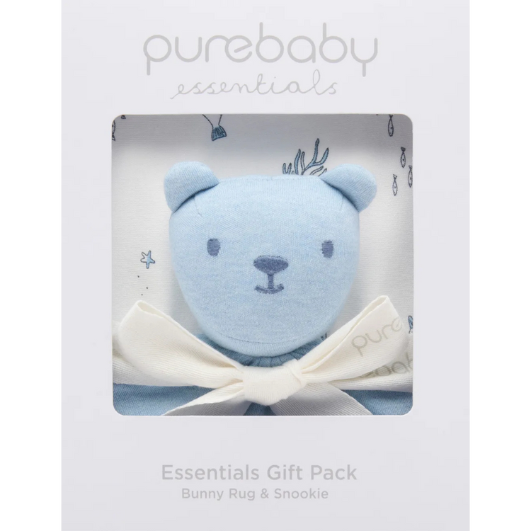 Purebaby Organic Bunny Rug & Snookie Pack Vanilla Nautical