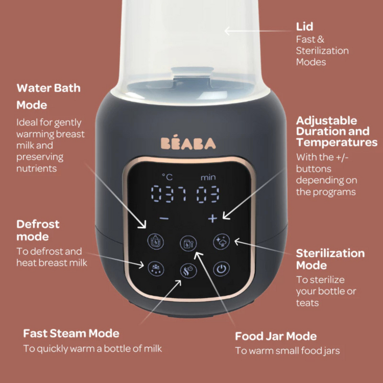Beaba 5 in 1 Multi Milk Warmer - Night Blue -Water bath mode, Defrost mode, Babyfood mode, Fast mode,Sterilization mode