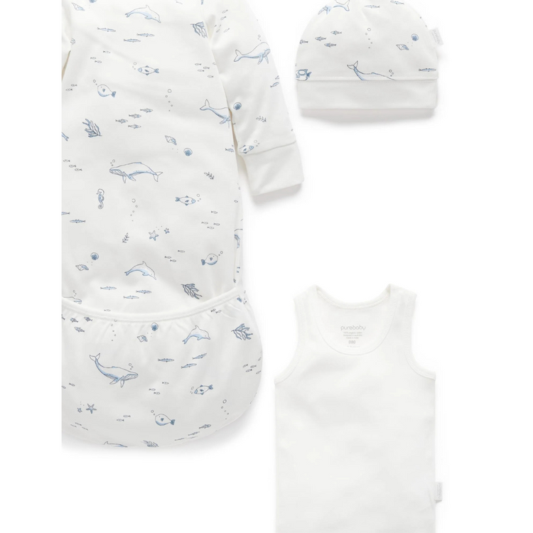 Purebaby Organic Newborn Hospital Pack - Vanilla Nautical