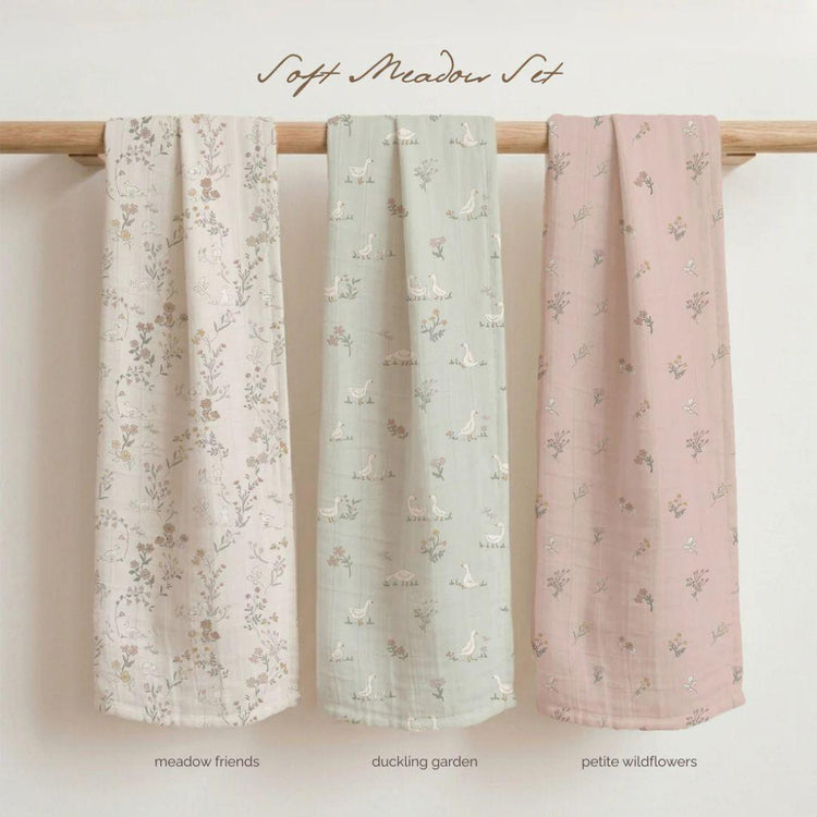 Joey & Mom Luxuriously Soft Bamboo Cotton Baby Swaddle (Set of 3) | Eczema Friendly