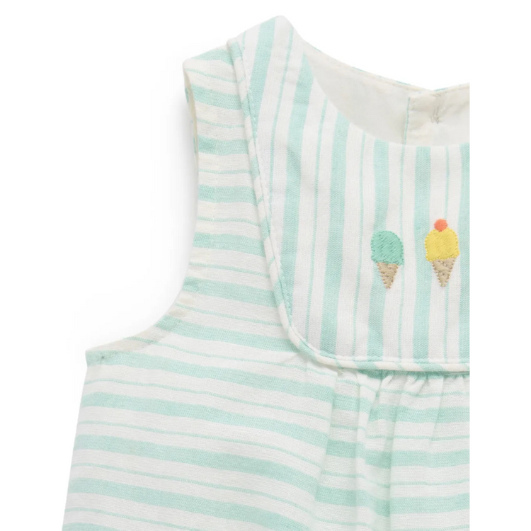 Purebaby Organic Ice Cream Bodysuit Seafoam Stripe