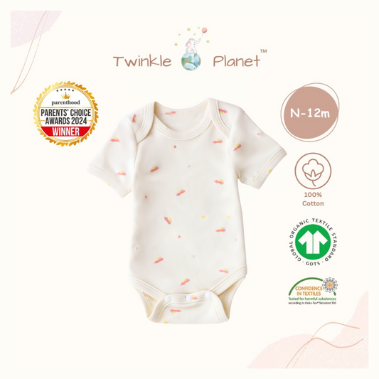 Twinkle Planet Organic Short Sleeve Baby Bodysuit - Toy Car