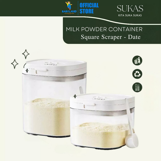 SUKAS Milk Powder Container Flip - Square Scraper & Date (1200ml) (800ml)