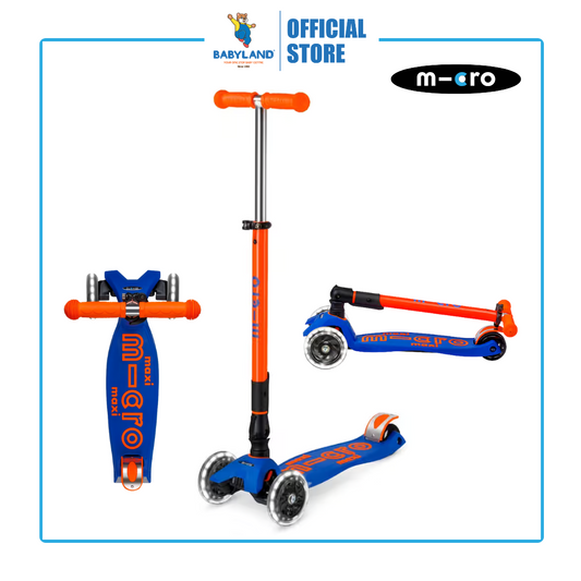 Micro 227 Maxi Deluxe Foldable Neon LED - Blaze Orange For Kids Age 5-12 Years