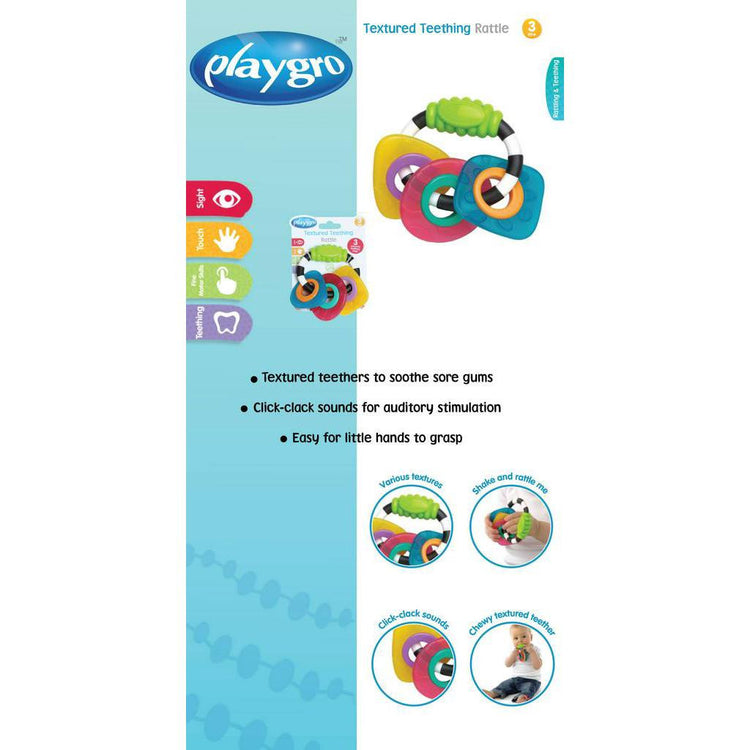 Playgro Textured Teething Rattle 3m+