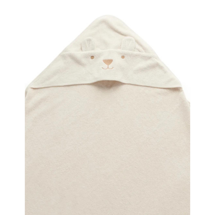 Purebaby Organic Hooded Towel - Wheat Melange Bear