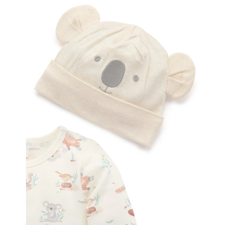 Purebaby Organic Bush Babies 3 Pcs Gift Pack W/Hat