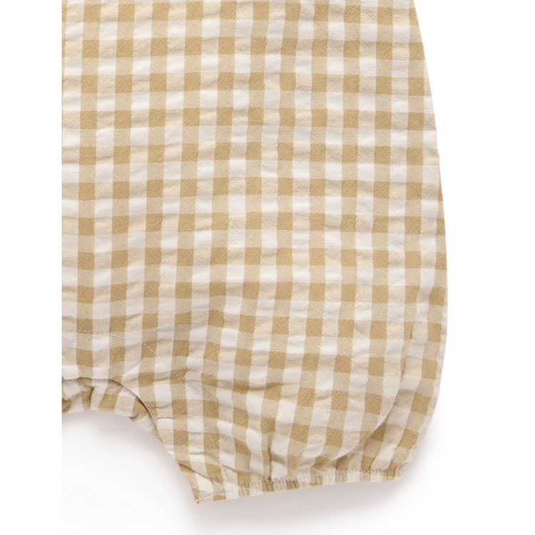Purebaby Organic Llama Gingham Romper - Iburrito Gingham