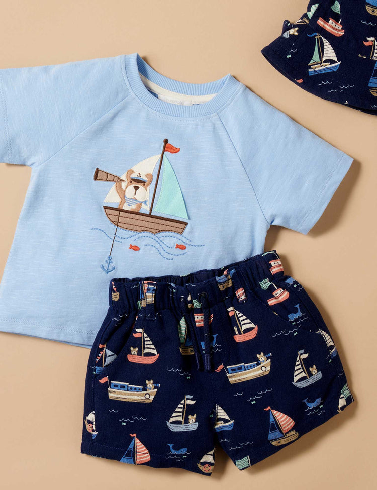 Purebaby Organic Kids Voyager Relaxed Tee - Surf Print