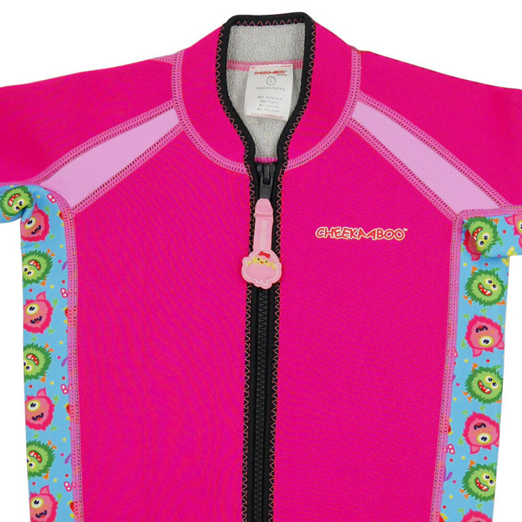 Cheekaaboo Twinwets Toddler Thermal Swimsuit UPF50+ Pink Monster