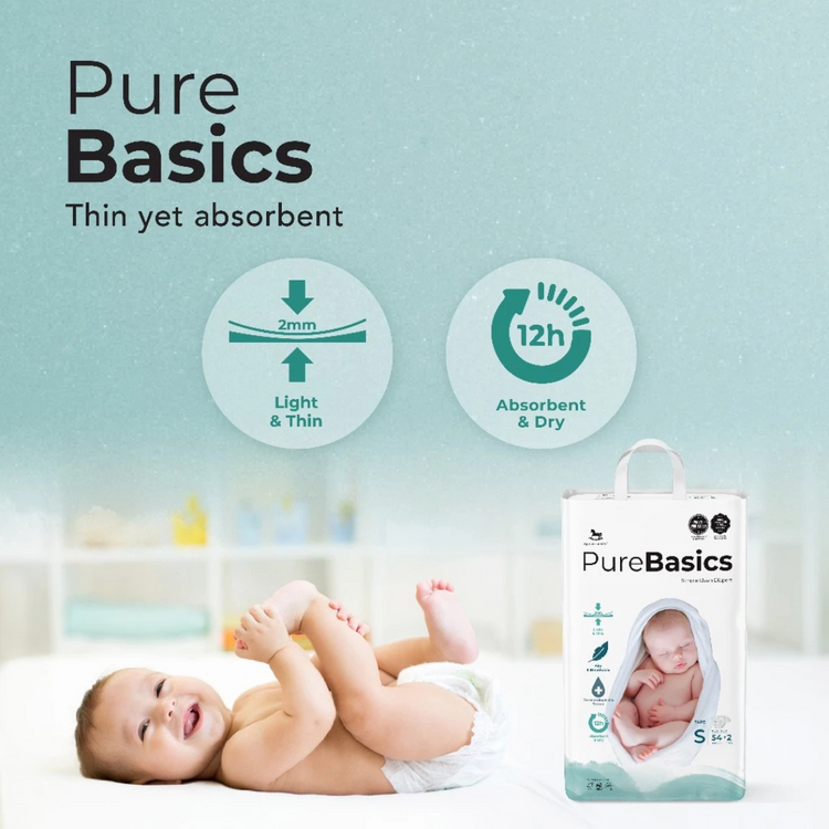 Applecrumby PureBasics Tape Diapers (Mega, 2 Packs)