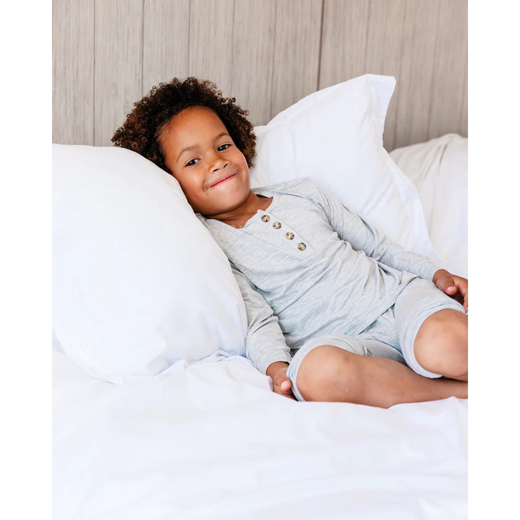 Snuggle Shield® LUXE bamboo 2 piece long sleeve sleeper set Heather Grey