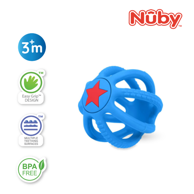 Nuby Silicone Collapsible Ball Teether - FDA (3m+) (Random Color)