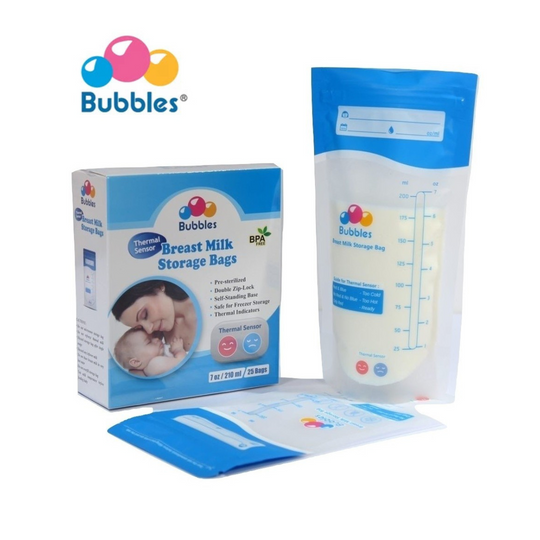 Bubbles Thermal Sensor Double Ziplock Breastmilk Bags (7oz x 25 Pcs)