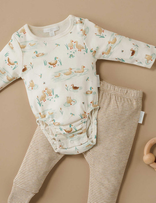 Purebaby Organic Baby Kids Down River Bodysuit - Ducky Print