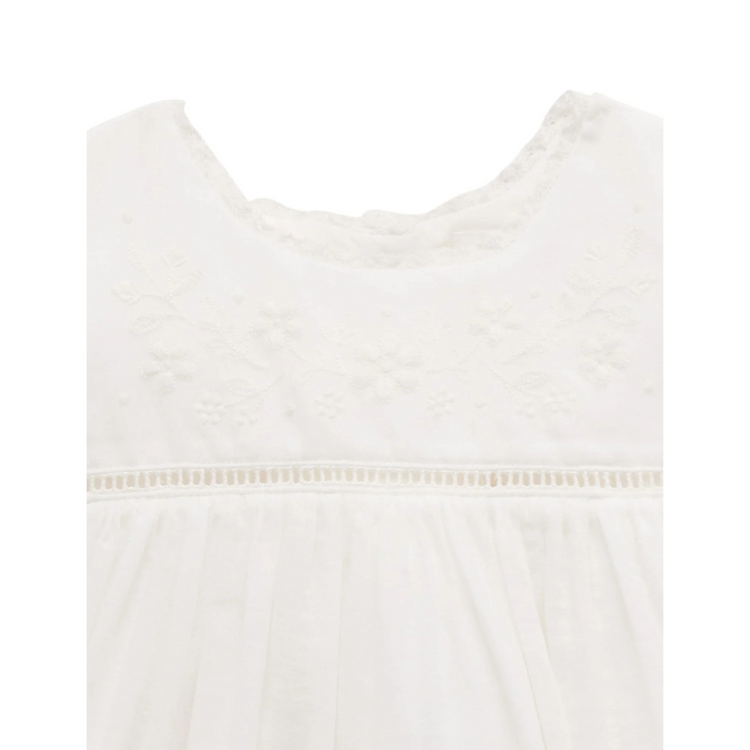 Purebaby Organic Embroidered Dress Vanilla