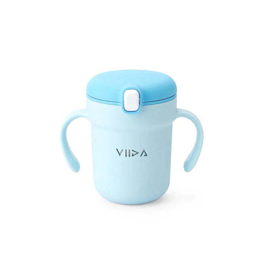 Viida Souffle Antibaterial Stainless Steel Straw Sippy Cup - Baby Blue