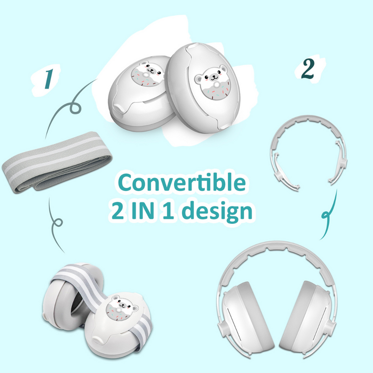 Gaabi Baby 2 in 1 Earmuffs | Headband Hearing Protection (0-48m)