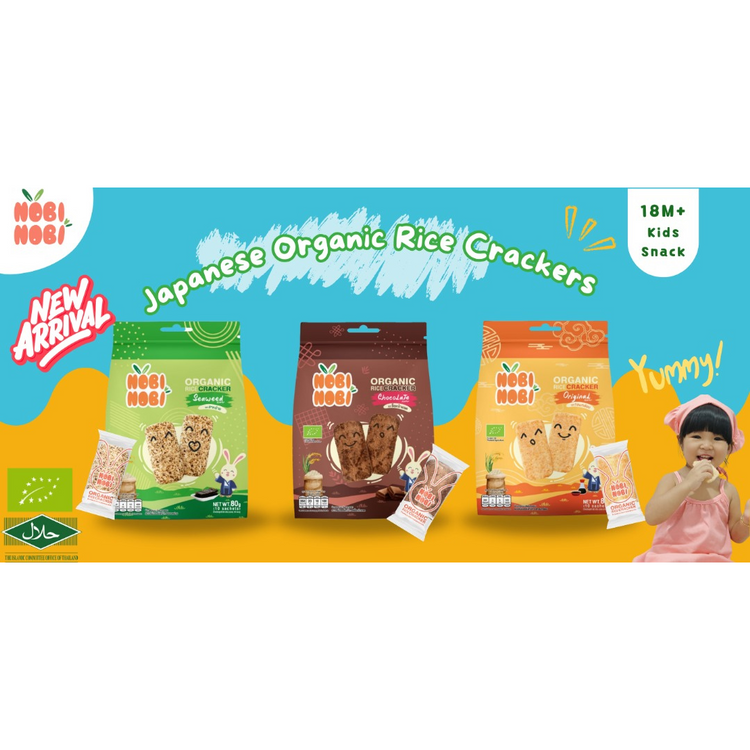 [HALAL] Nobi Nobi Organic Rice Crackers (80g) (18m+) Ready To Eat Baby Rice Snacks /Travel Food /Baby Food