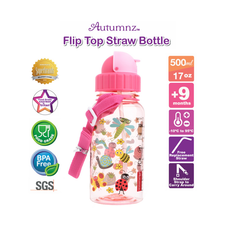 Autumnz Flip Top Straw Bottle - 500ml (9m+)