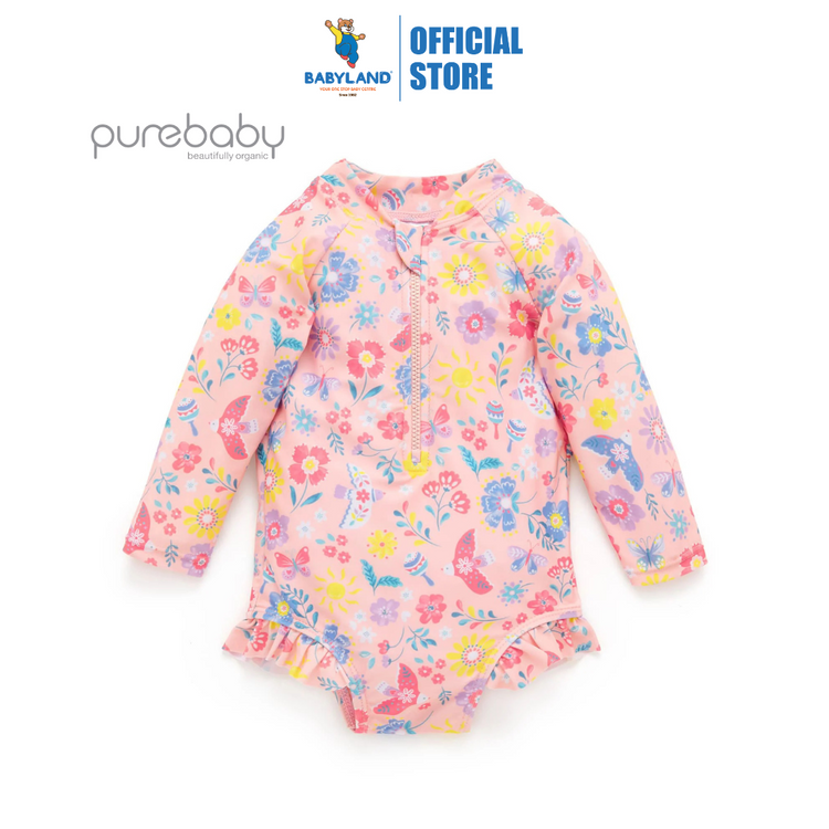 Purebaby Organic Long Sleeve Swimsuit - Pajaro Bird 