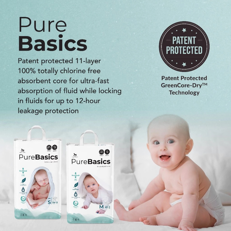 Applecrumby PureBasics Tape Diapers (Mega, 2 Packs)