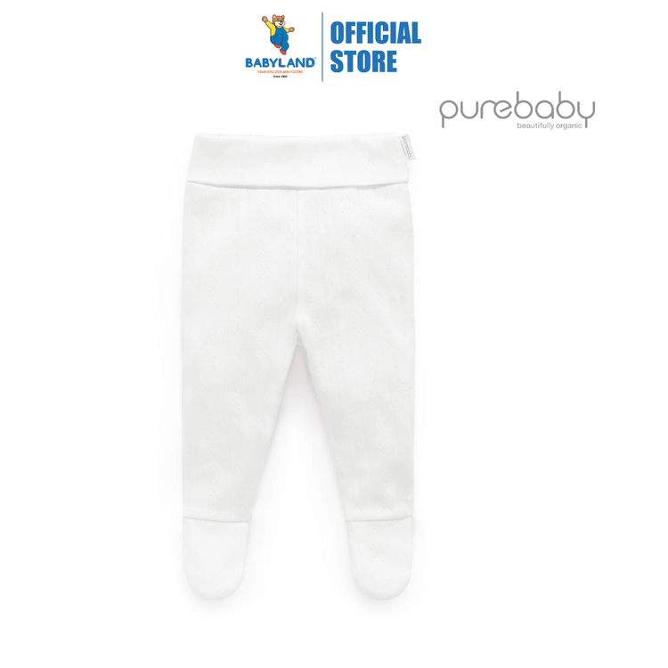 Purebaby Organic Footed Leggings - White Pointelle