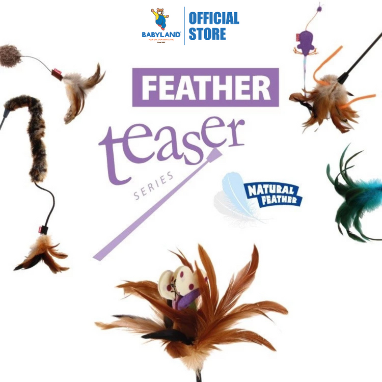 GiGwi Feather Teaser Catwand with TPR Handle & Plush Tail
