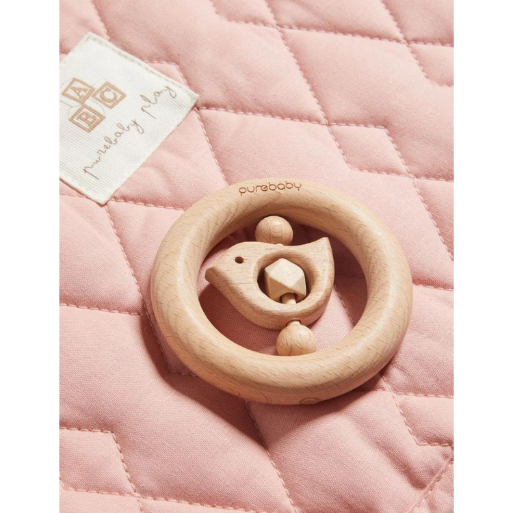 Purebaby Birdy Teething Ring Natural