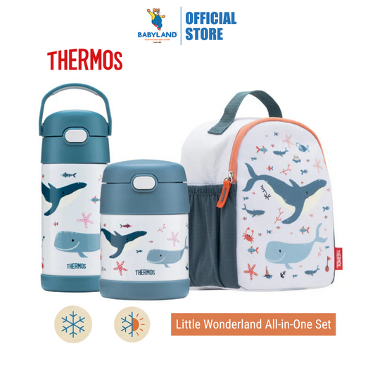 THERMOS Little Wonderland All-in-One Set - Straw Tumbler (350ml) + Food Jar (290ml) + Mini Backpack
