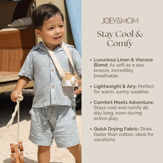 Joey & Mom Coastal Collection Kids Linen Wear for Boys & Girls | Eczema Friendly Fit