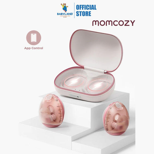 Momcozy Air 1 Ultra-slim Double Breast Pump, Hands-Free Wearable Pump with Wireless Charging Case & App Control with Auto Mode & Full-Milk
