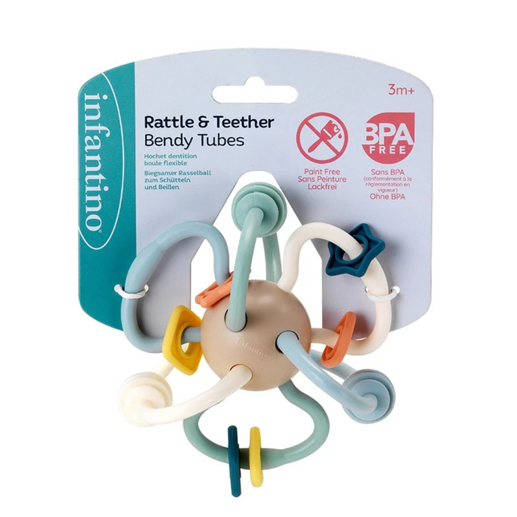 Infantino 316824 Rattle & Teether Bendy Tubes Suitable for 3+ Months
